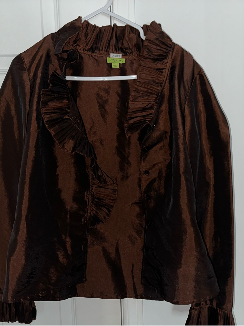 Brown Ruffle Blouse - Picture 2 of 3